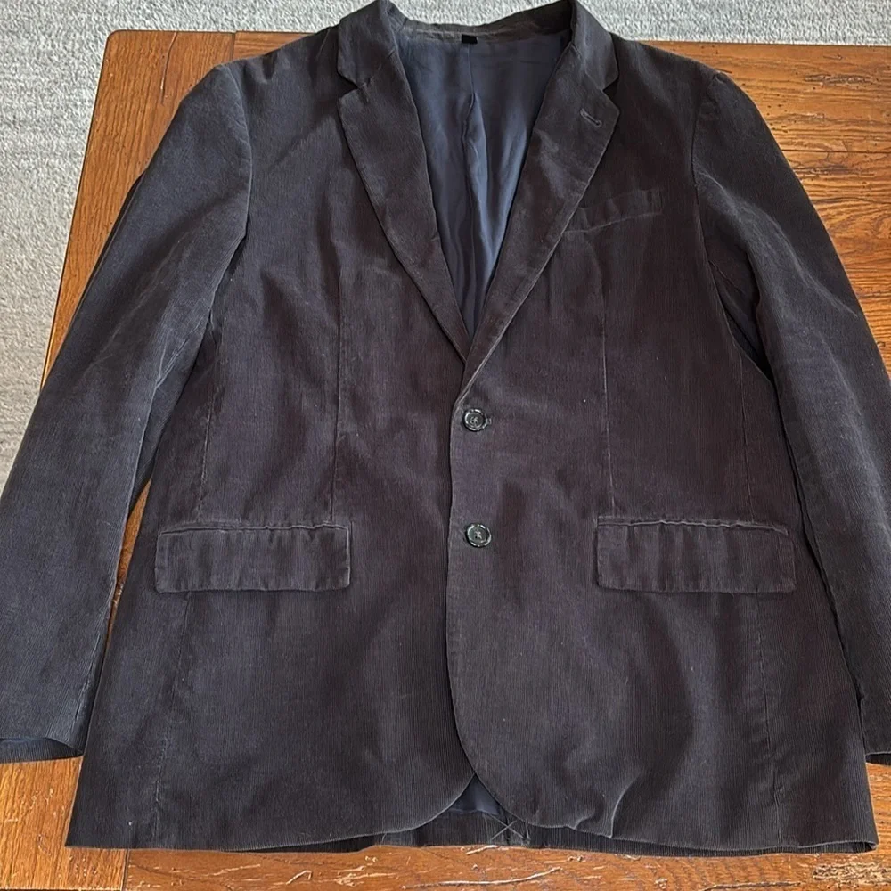 J. Crew Charcoal Gray Cotton Corduroy Blazer Two Button Lined Men’s Size Large